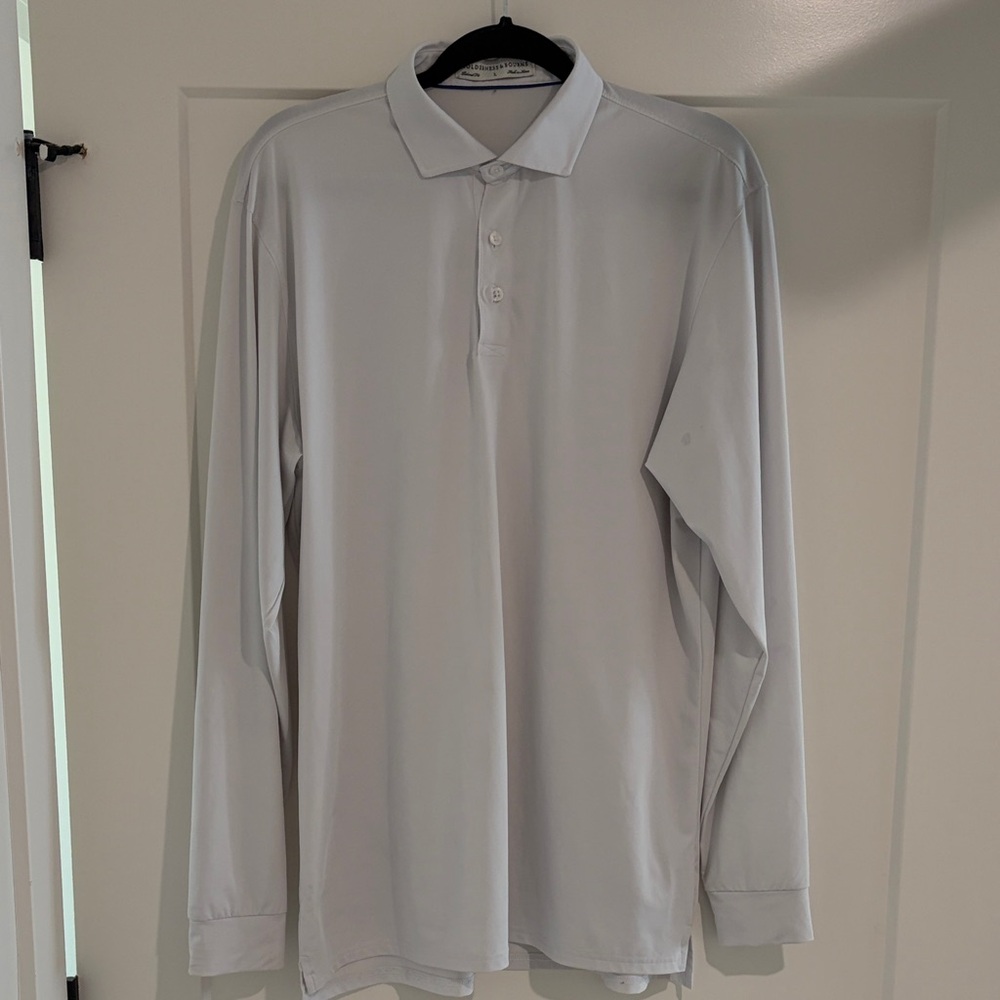 Men's Holderness & Bourne Elegant Gray Polo Shirt w/left arm discoloration